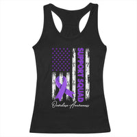 Support Squad Overdose Awareness Racerback Tank Top Purple Ribbon American Flag Graphic