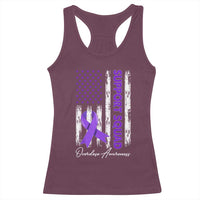 Support Squad Overdose Awareness Racerback Tank Top Purple Ribbon American Flag Graphic