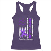 Support Squad Overdose Awareness Racerback Tank Top Purple Ribbon American Flag Graphic