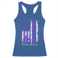 Support Squad Overdose Awareness Racerback Tank Top Purple Ribbon American Flag Graphic
