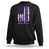 Support Squad Overdose Awareness Sweatshirt Purple Ribbon American Flag Graphic
