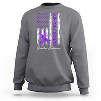 Support Squad Overdose Awareness Sweatshirt Purple Ribbon American Flag Graphic