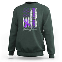 Support Squad Overdose Awareness Sweatshirt Purple Ribbon American Flag Graphic