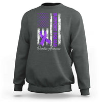 Support Squad Overdose Awareness Sweatshirt Purple Ribbon American Flag Graphic