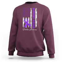 Support Squad Overdose Awareness Sweatshirt Purple Ribbon American Flag Graphic
