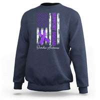 Support Squad Overdose Awareness Sweatshirt Purple Ribbon American Flag Graphic