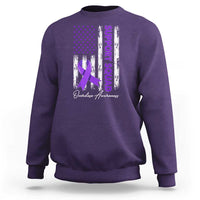 Support Squad Overdose Awareness Sweatshirt Purple Ribbon American Flag Graphic