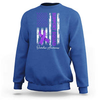 Support Squad Overdose Awareness Sweatshirt Purple Ribbon American Flag Graphic