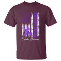 Support Squad Overdose Awareness T Shirt Purple Ribbon American Flag Graphic