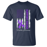 Support Squad Overdose Awareness T Shirt Purple Ribbon American Flag Graphic