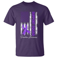 Support Squad Overdose Awareness T Shirt Purple Ribbon American Flag Graphic