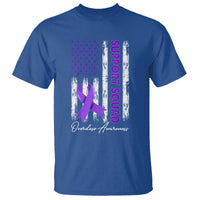 Support Squad Overdose Awareness T Shirt Purple Ribbon American Flag Graphic
