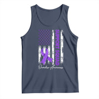 Support Squad Overdose Awareness Tank Top Purple Ribbon American Flag Graphic