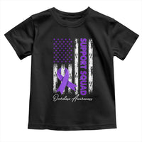 Support Squad Overdose Awareness Toddler T Shirt Purple Ribbon American Flag Graphic