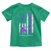 Support Squad Overdose Awareness Toddler T Shirt Purple Ribbon American Flag Graphic
