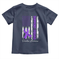 Support Squad Overdose Awareness Toddler T Shirt Purple Ribbon American Flag Graphic