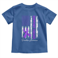 Support Squad Overdose Awareness Toddler T Shirt Purple Ribbon American Flag Graphic