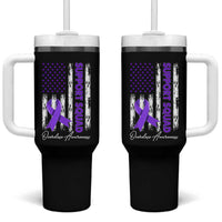 Support Squad Overdose Awareness Tumbler With Handle Purple Ribbon American Flag Graphic