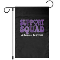 Support Squad Overdose Awareness Garden Flag Purple Ribbon Groovy Typography Graphic