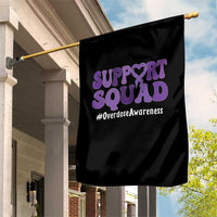 Support Squad Overdose Awareness Garden Flag Purple Ribbon Groovy Typography Graphic