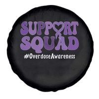 Support Squad Overdose Awareness Spare Tire Cover Purple Ribbon Groovy Typography Graphic
