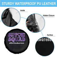 Support Squad Overdose Awareness Spare Tire Cover Purple Ribbon Groovy Typography Graphic