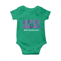 Support Squad Overdose Awareness Baby Onesie Purple Ribbon Groovy Typography Graphic