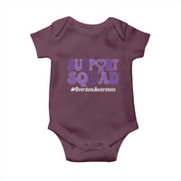 Support Squad Overdose Awareness Baby Onesie Purple Ribbon Groovy Typography Graphic