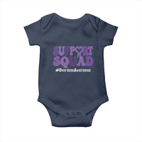 Support Squad Overdose Awareness Baby Onesie Purple Ribbon Groovy Typography Graphic