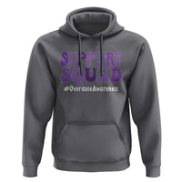 Support Squad Overdose Awareness Hoodie Purple Ribbon Groovy Typography Graphic