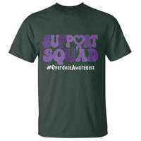 Support Squad Overdose Awareness T Shirt Purple Ribbon Groovy Typography Graphic