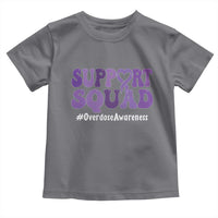Support Squad Overdose Awareness Toddler T Shirt Purple Ribbon Groovy Typography Graphic