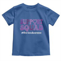 Support Squad Overdose Awareness Toddler T Shirt Purple Ribbon Groovy Typography Graphic