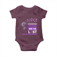 Overdose Awareness Baby Onesie Remembering Those We Have Lost Dandelion Purple Ribbon Memorial