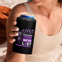 Overdose Awareness 4 in 1 Can Cooler Tumbler Remembering Those We Have Lost Dandelion Purple Ribbon Memorial