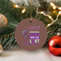 Overdose Awareness Ceramic Ornament Remembering Those We Have Lost Dandelion Purple Ribbon Memorial