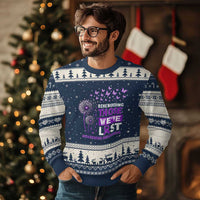 Overdose Awareness Ugly Christmas Sweater Remembering Those We Have Lost Dandelion Purple Ribbon Memorial