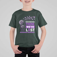 Overdose Awareness T Shirt For Kid Remembering Those We Have Lost Dandelion Purple Ribbon Memorial