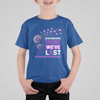 Overdose Awareness T Shirt For Kid Remembering Those We Have Lost Dandelion Purple Ribbon Memorial