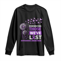 Overdose Awareness Long Sleeve Shirt Remembering Those We Have Lost Dandelion Purple Ribbon Memorial