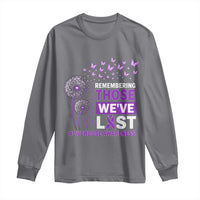 Overdose Awareness Long Sleeve Shirt Remembering Those We Have Lost Dandelion Purple Ribbon Memorial