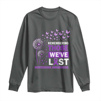 Overdose Awareness Long Sleeve Shirt Remembering Those We Have Lost Dandelion Purple Ribbon Memorial