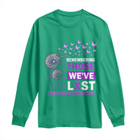 Overdose Awareness Long Sleeve Shirt Remembering Those We Have Lost Dandelion Purple Ribbon Memorial