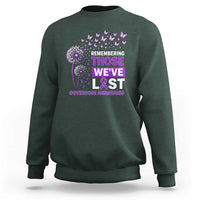 Overdose Awareness Sweatshirt Remembering Those We Have Lost Dandelion Purple Ribbon Memorial