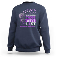 Overdose Awareness Sweatshirt Remembering Those We Have Lost Dandelion Purple Ribbon Memorial