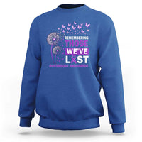 Overdose Awareness Sweatshirt Remembering Those We Have Lost Dandelion Purple Ribbon Memorial