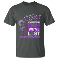 Overdose Awareness T Shirt Remembering Those We Have Lost Dandelion Purple Ribbon Memorial