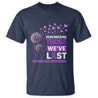 Overdose Awareness T Shirt Remembering Those We Have Lost Dandelion Purple Ribbon Memorial