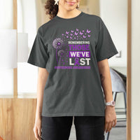 Overdose Awareness T Shirt For Women Remembering Those We Have Lost Dandelion Purple Ribbon Memorial