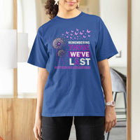 Overdose Awareness T Shirt For Women Remembering Those We Have Lost Dandelion Purple Ribbon Memorial
